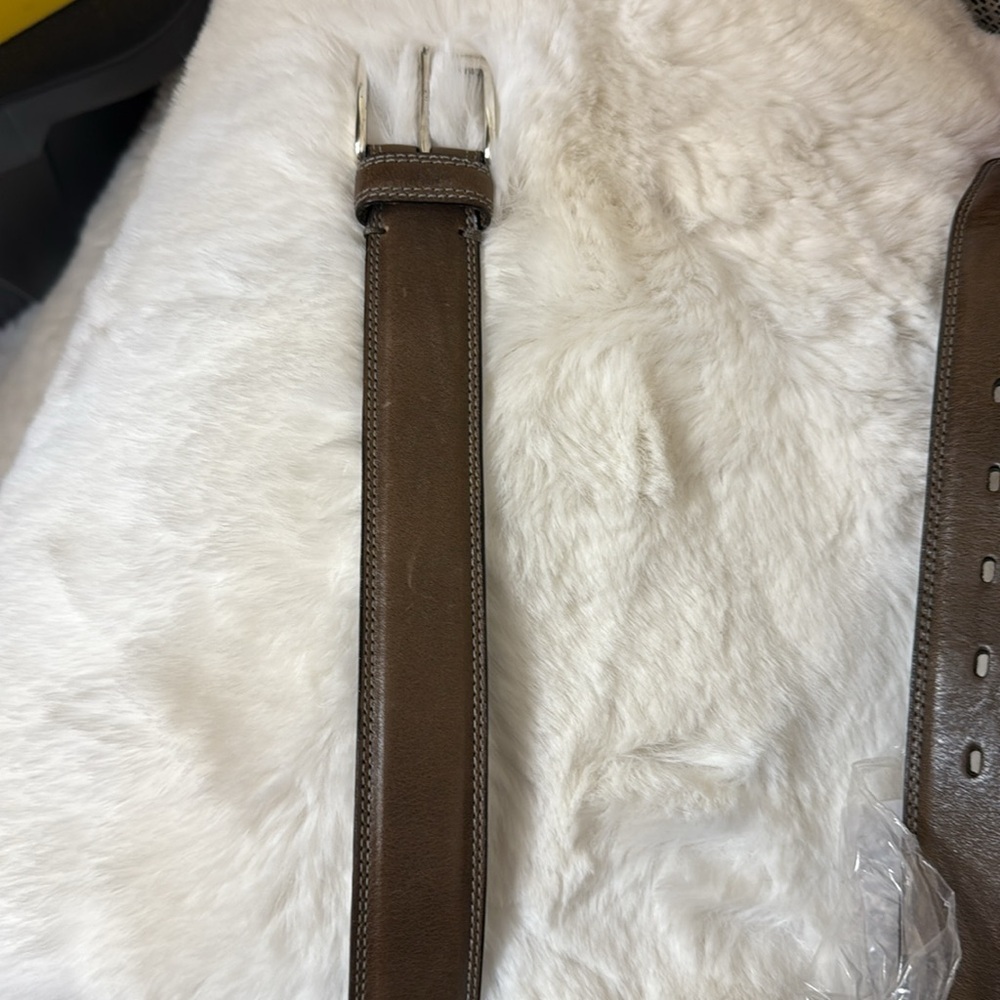 John Varvatos Brown Leather Belt - Picture 11 of 15